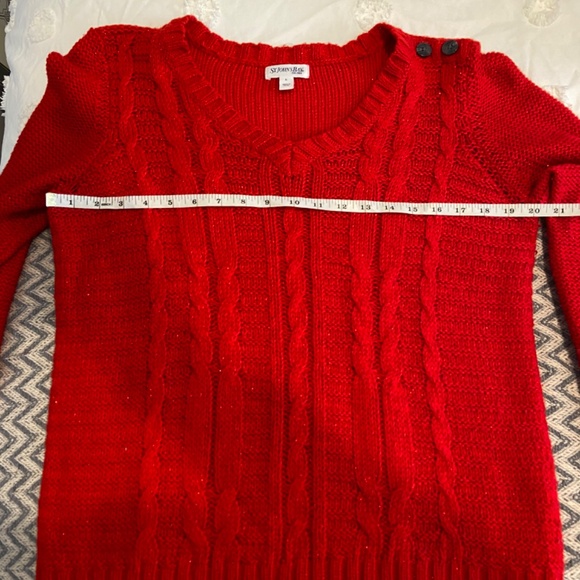 St. John's Bay Red Cablenit V-Neck Sweater - Size Large - Picture 7 of 8